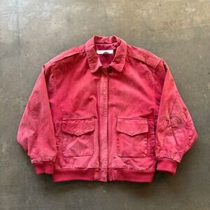 Vintage Preswick & Moore Pigskin Leather Jacket Red Distressed Bomber Size L